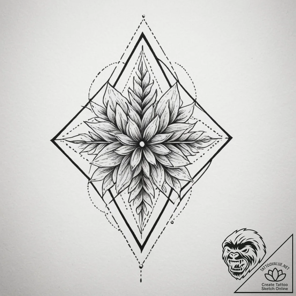 Tattoo sketch: a geometric pattern resembling... - tattoo sketch (№1754778903_0, 09.08.2025 22:35) — tattoovalue.net