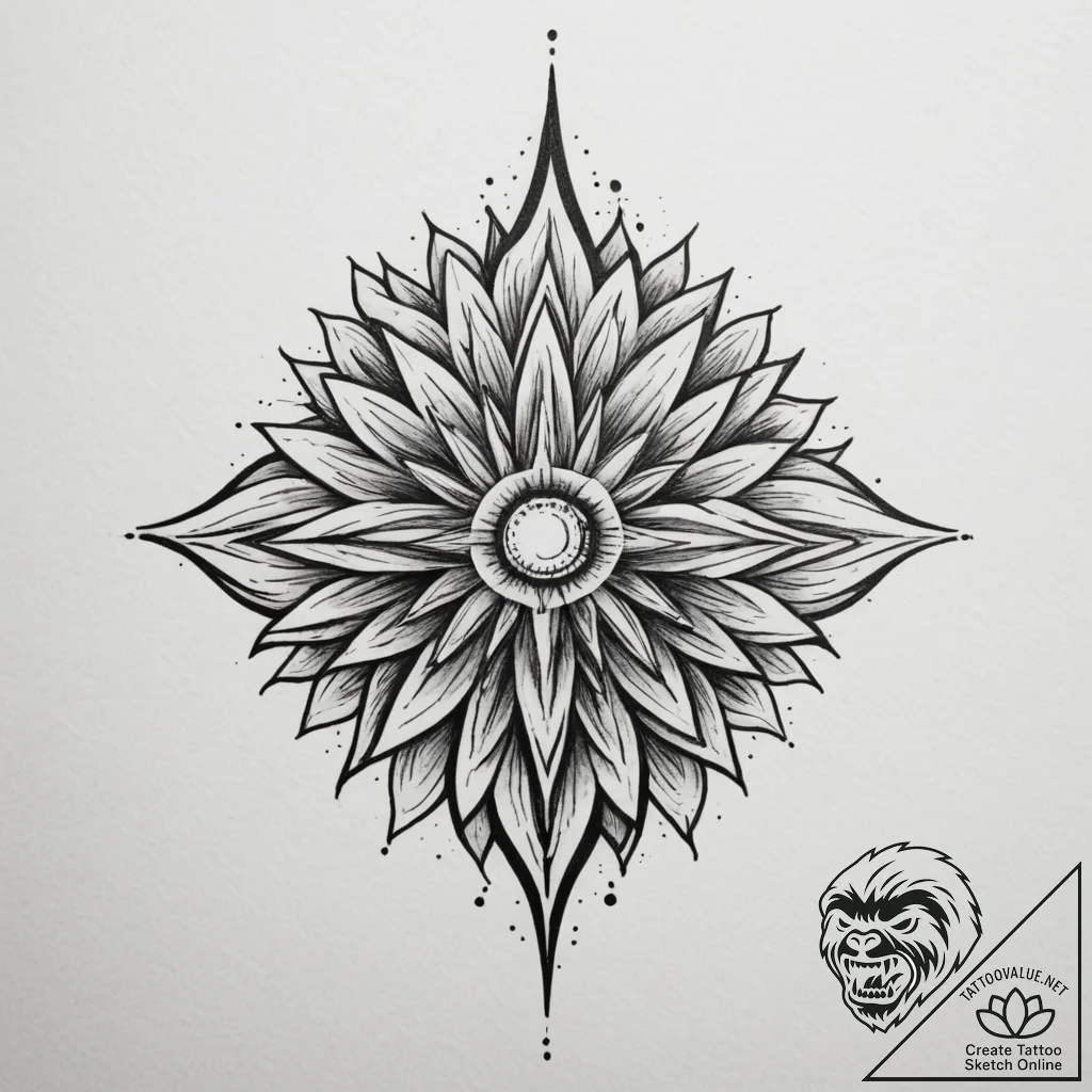 Tattoo design a stylized power core, radiatin... - tattoo sketch (№1754782317_0, 09.08.2025 23:31) — tattoovalue.net