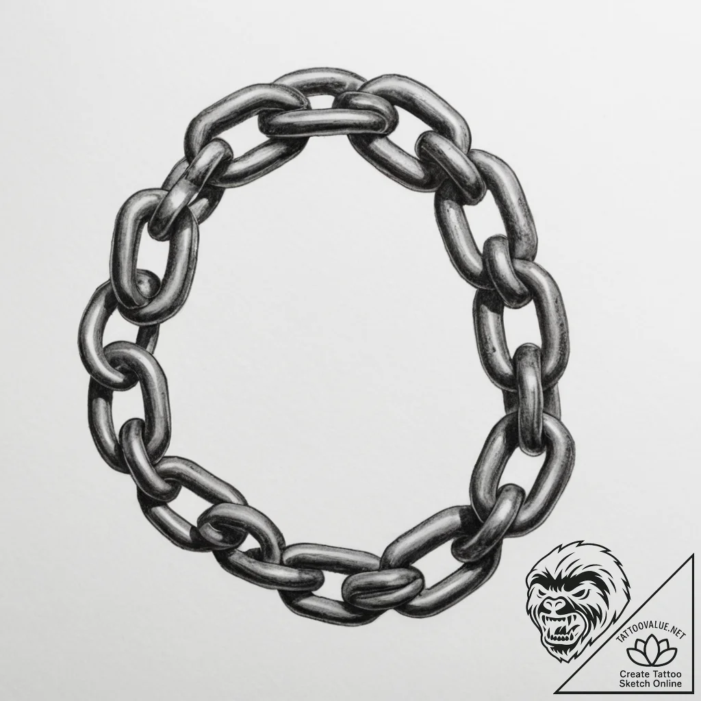 Tattoo design a heavy chain, rusty and worn,... - tattoo sketch (№1754782516_0, 09.08.2025 23:35) — tattoovalue.net
