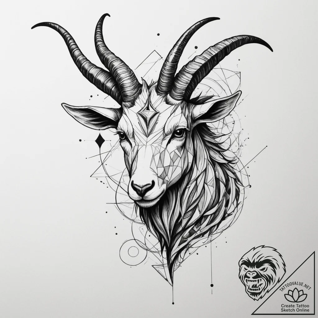 Tattoo design a capricorn goat-fish, where ea... - tattoo sketch (№1754782712_0, 09.08.2025 23:38) — tattoovalue.net