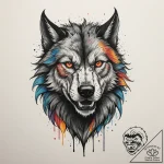 A werewolf mid-transformation, tattoo line ar… – tattoo sketch (№1754782911_0, 09.08.2025 23:41) — tattoovalue.net