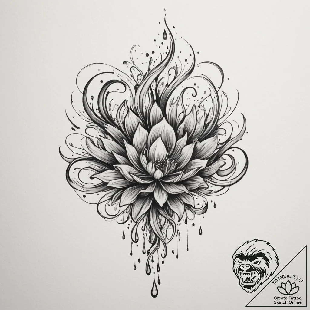 A realistic image of ink drops spreading in c... - tattoo sketch (№1754783109_0, 09.08.2025 23:45) — tattoovalue.net