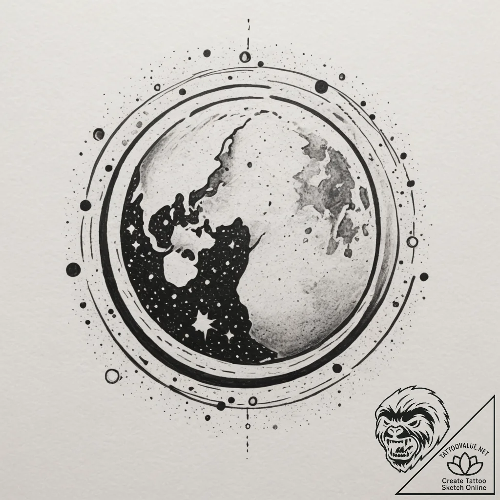 Tattoo sketch a small, elegant planet (e.g.,... - tattoo sketch (№1754783506_0, 09.08.2025 23:51) — tattoovalue.net