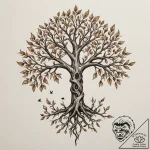 Tattoo design a tree whose leaves are tiny bi… – tattoo sketch (№1754784102_0, 10.08.2025 00:01) — tattoovalue.net