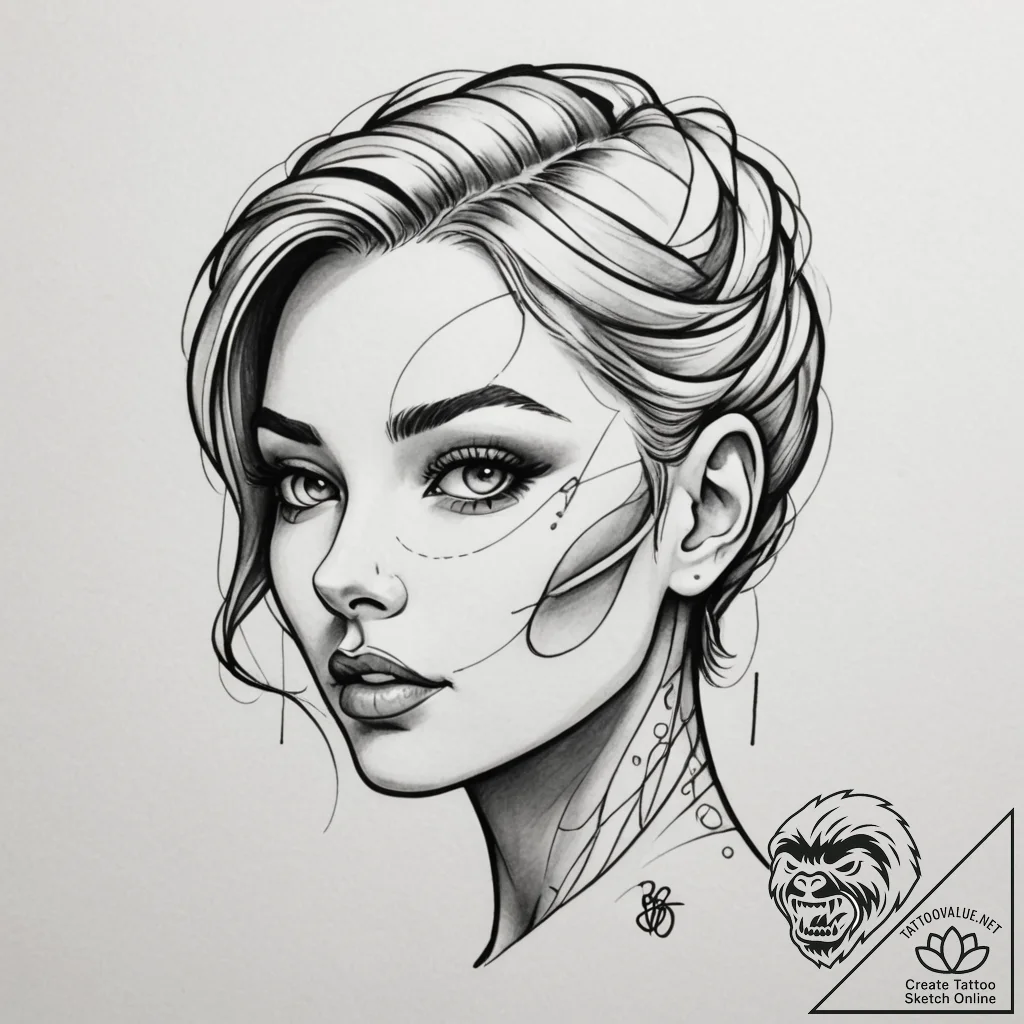 Tattoo sketch a subtle profile of a face in t... - tattoo sketch (№1754784895_0, 10.08.2025 00:14) — tattoovalue.net
