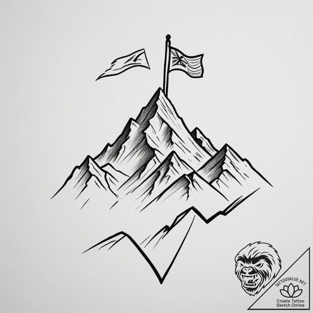 Tattoo sketch a mountain peak with a single,... - tattoo sketch (№1754785095_0, 10.08.2025 00:18) — tattoovalue.net