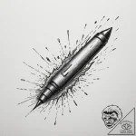 Tattoo sketch a bullet casing falling in slow… – tattoo sketch (№1754785490_0, 10.08.2025 00:24) — tattoovalue.net