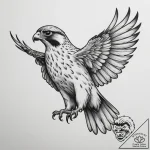 Falcon, tattoo flash sheet design, black and… – tattoo sketch (№1754786487_0, 10.08.2025 00:41) — tattoovalue.net