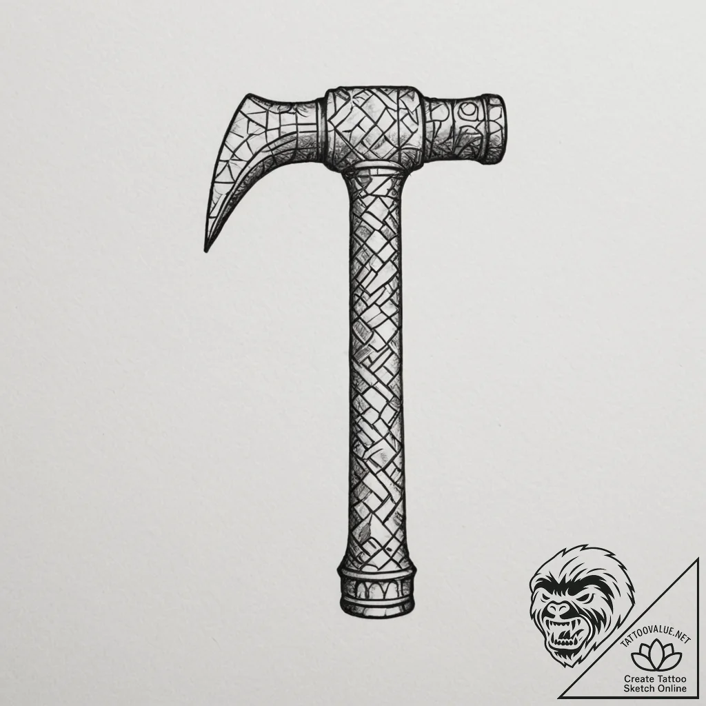 Tattoo design a powerful and simple hammer ou... - tattoo sketch (№1754788476_0, 10.08.2025 01:14) — tattoovalue.net