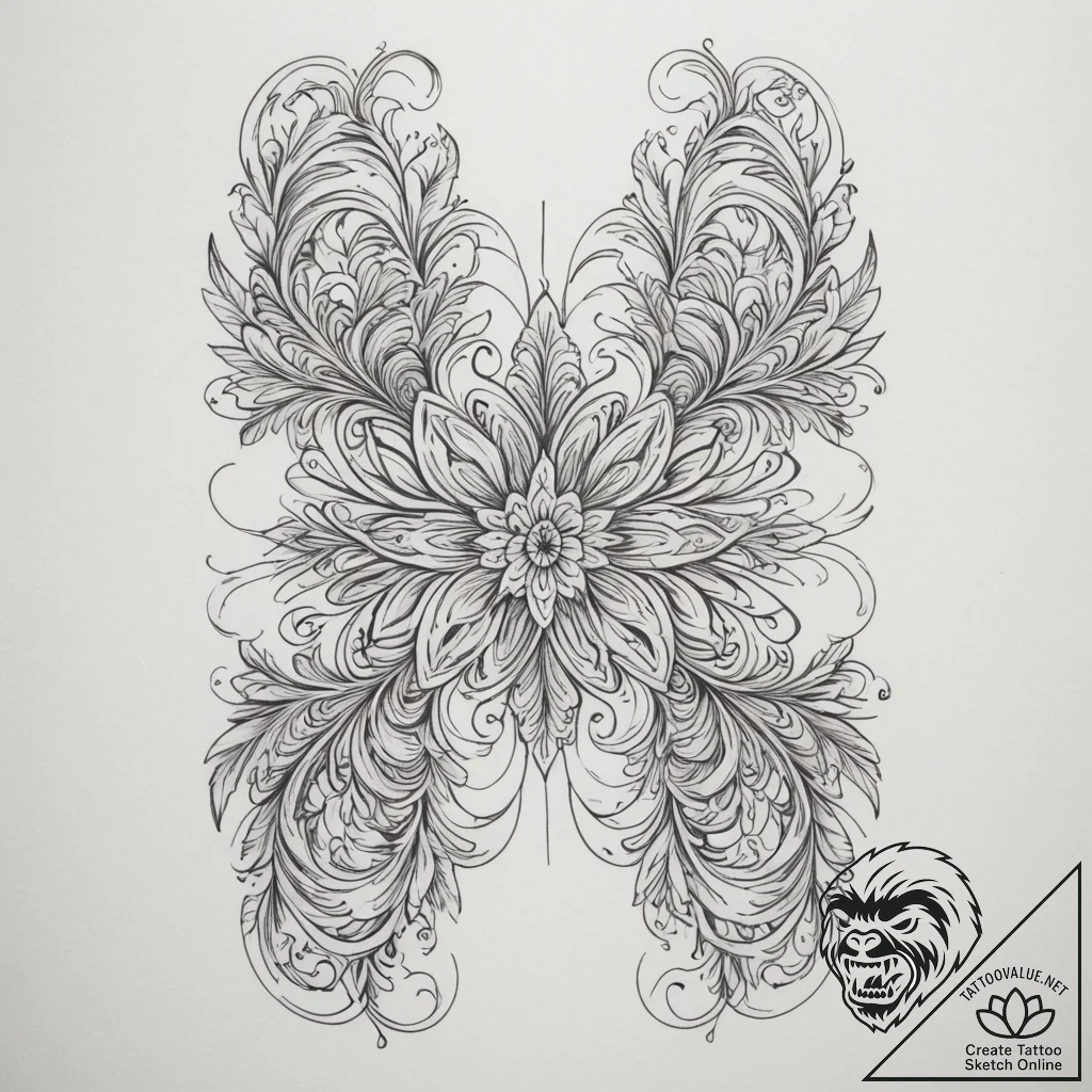 Tattoo design a waistline emphasized by delic... - tattoo sketch (№1754788675_0, 10.08.2025 01:17) — tattoovalue.net