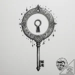 A key unlocking a galaxy in a keyhole – tattoo sketch (№1754790067_0, 10.08.2025 01:41) — tattoovalue.net