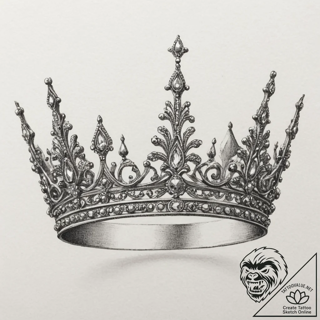 Tattoo sketch a small, delicate crown or tiar... - tattoo sketch (№1754790664_0, 10.08.2025 01:51) — tattoovalue.net