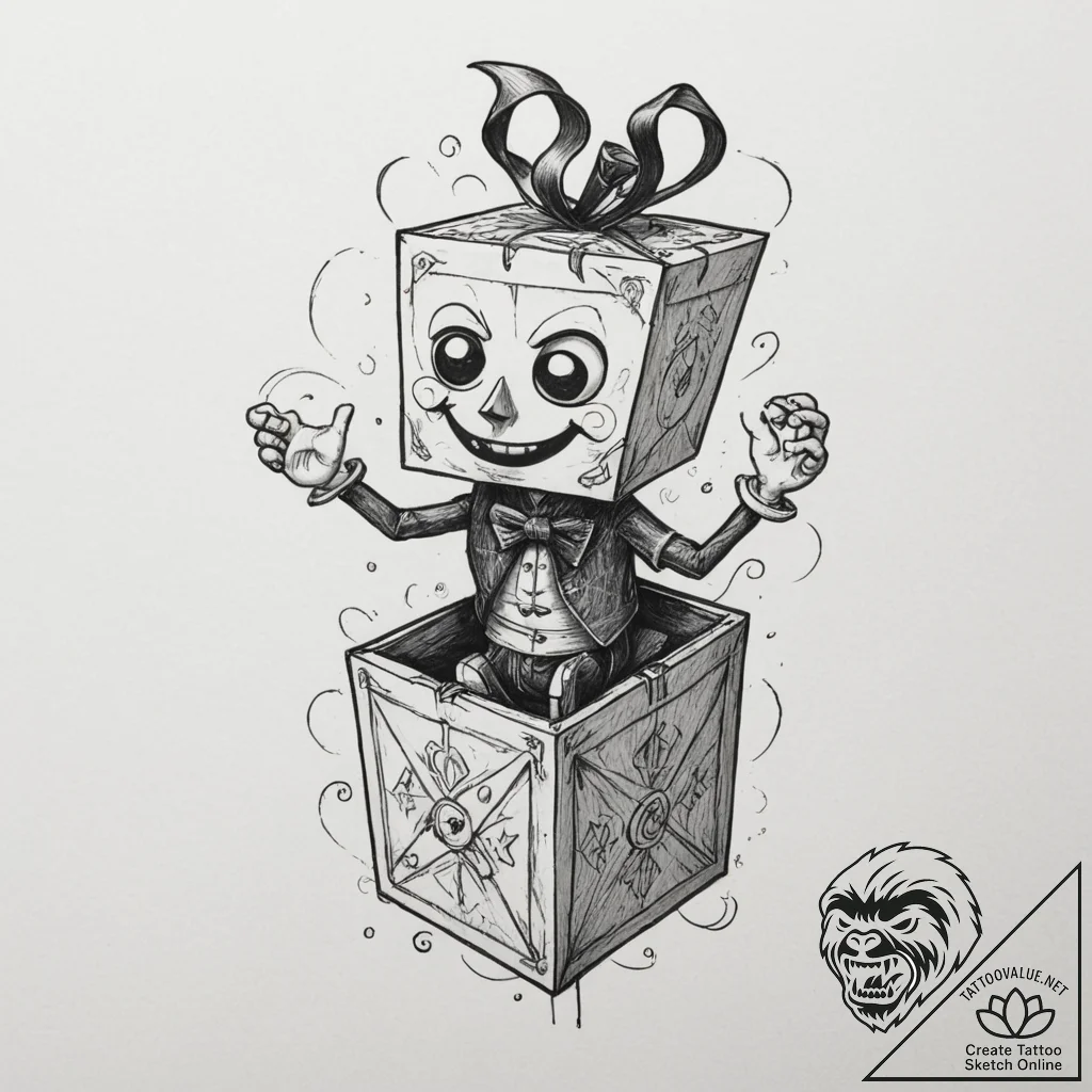 Jack-in-the-box - tattoo sketch (№1754790862_0, 10.08.2025 01:54) — tattoovalue.net