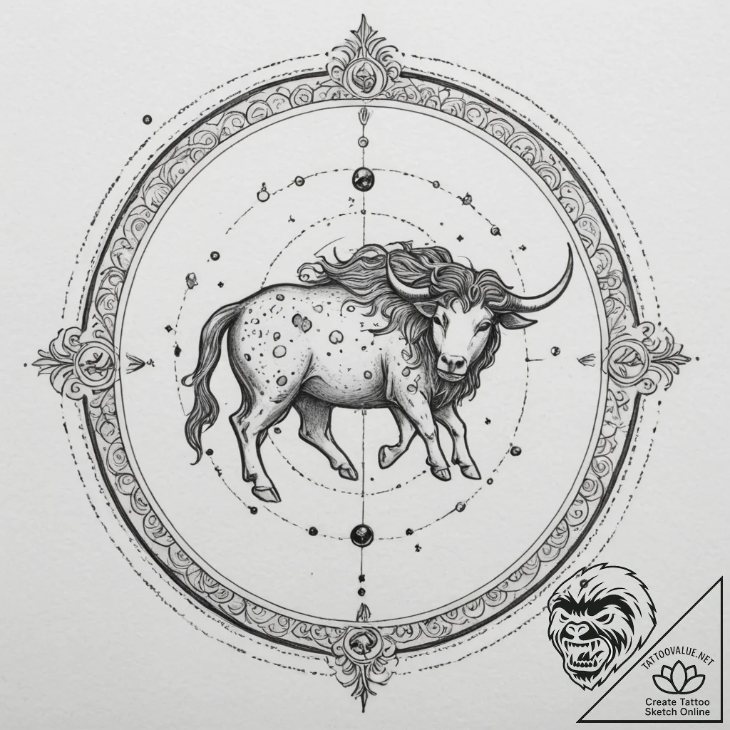 Tattoo sketch a highly detailed zodiac conste... - tattoo sketch (№1754791457_0, 10.08.2025 02:04) — tattoovalue.net