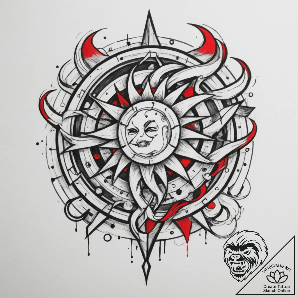 Tattoo design a zodiac glyph created by overl... - tattoo sketch (№1754791861_0, 10.08.2025 02:11) — tattoovalue.net