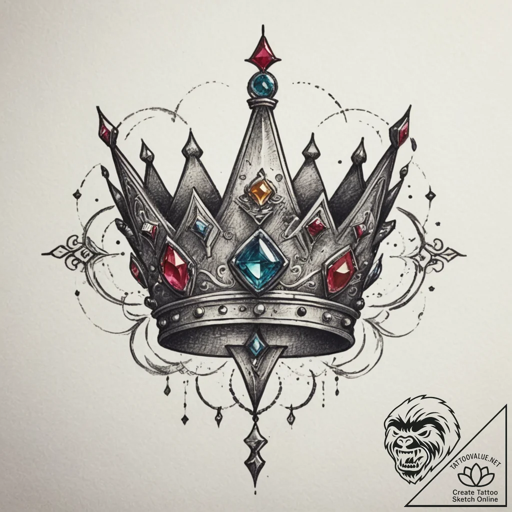 Tattoo sketch a minimalist crown with a singl... - tattoo sketch (№1754792466_0, 10.08.2025 02:21) — tattoovalue.net