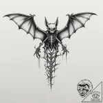 A bat skeleton, artistic tattoo sketch, on a… – tattoo sketch (№1754792666_0, 10.08.2025 02:24) — tattoovalue.net