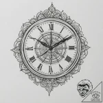 Clock, tattoo sketch design, black outline on… – tattoo sketch (№1754793064_0, 10.08.2025 02:31) — tattoovalue.net