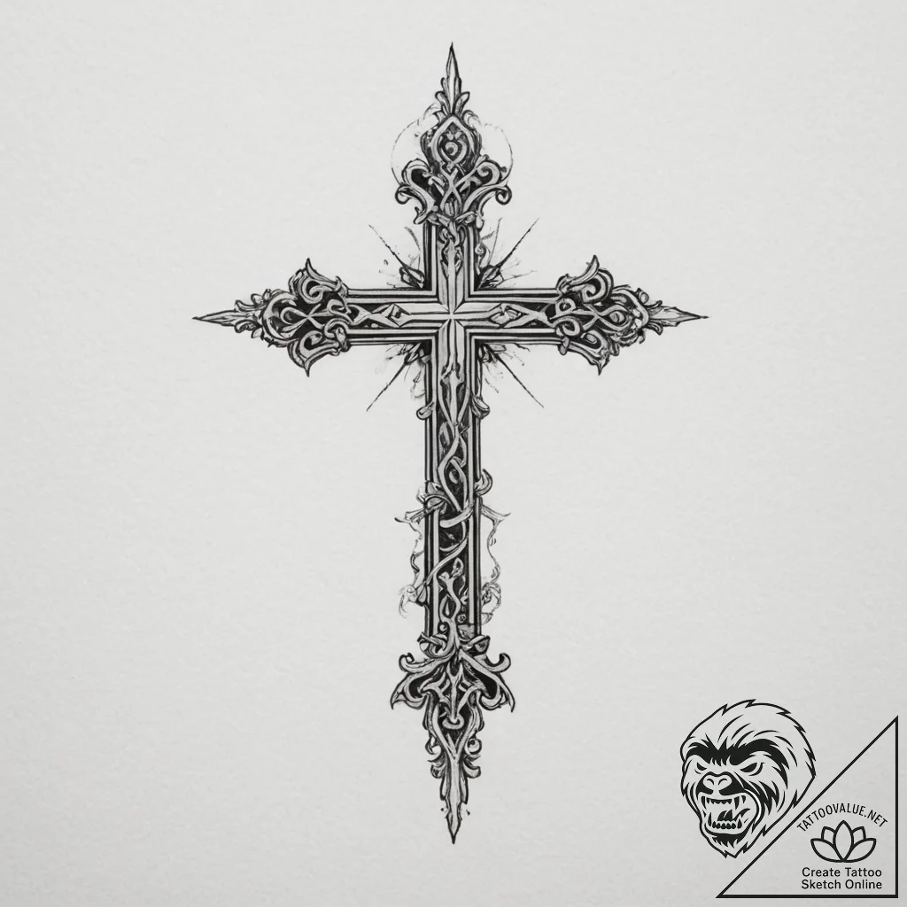 Inverted cross - tattoo sketch (№1754793263_0, 10.08.2025 02:34) — tattoovalue.net