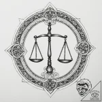 Tattoo sketch libra’s scales with the “justic… – tattoo sketch (№1754794468_0, 10.08.2025 02:54) — tattoovalue.net