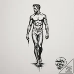 Man (silhouette/figure), artistic tattoo sket… – tattoo sketch (№1754794668_0, 10.08.2025 02:57) — tattoovalue.net
