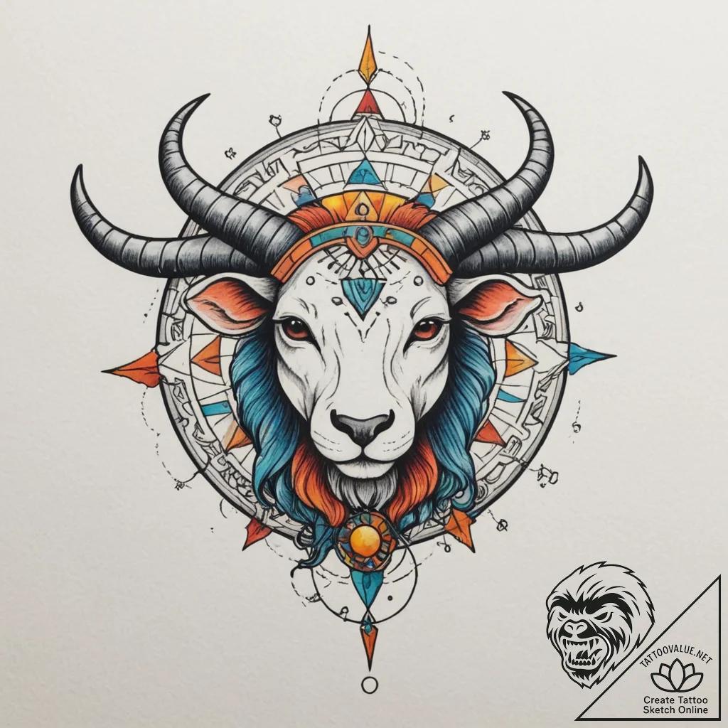 Tattoo sketch a zodiac glyph drawn in a uniqu... - tattoo sketch (№1754794868_0, 10.08.2025 03:01) — tattoovalue.net