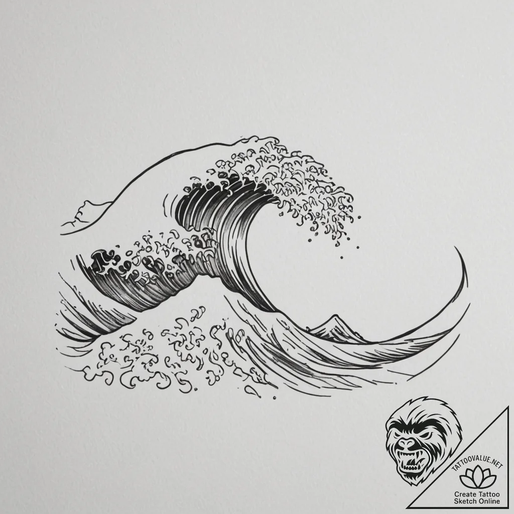Tattoo sketch a simple, elegant wave, symboli... - tattoo sketch (№1754797652_0, 10.08.2025 03:47) — tattoovalue.net