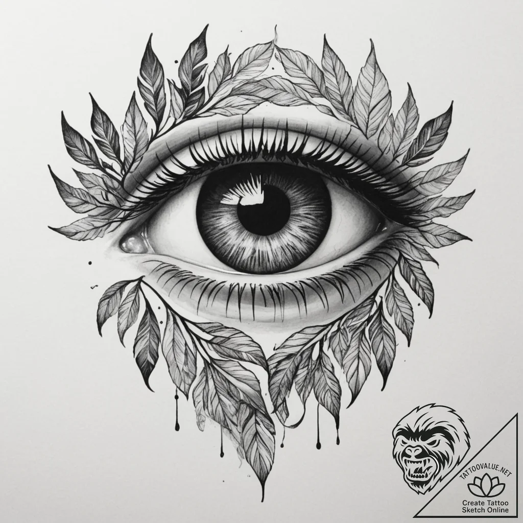 Tattoo sketch a hidden eye peering from behin... - tattoo sketch (№1754798246_0, 10.08.2025 03:57) — tattoovalue.net