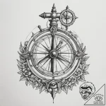 Sextant, tattoo line art, on a clean white pa… – tattoo sketch (№1754800226_0, 10.08.2025 04:30) — tattoovalue.net