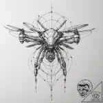 Tattoo design a robotic companion or drone ho… – tattoo sketch (№1754800422_0, 10.08.2025 04:33) — tattoovalue.net