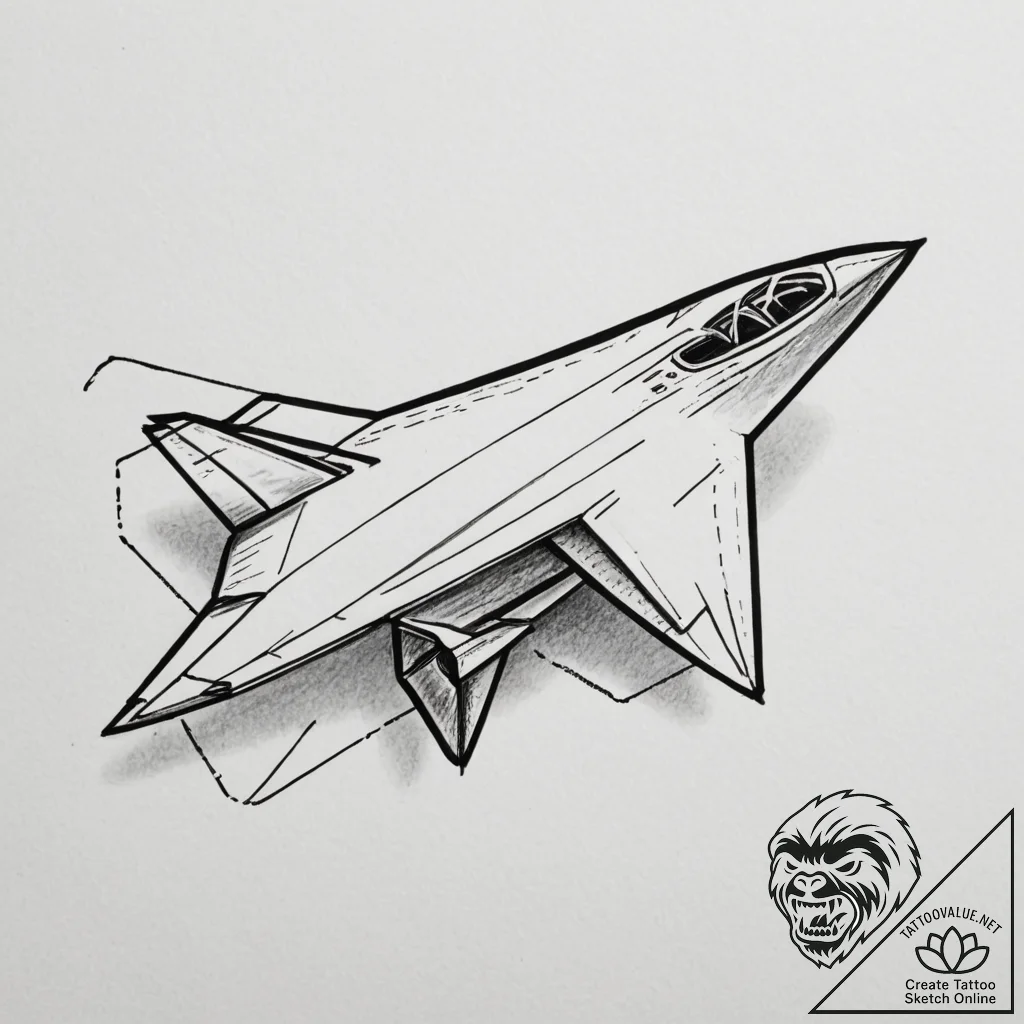 Paper airplane, tattoo line art, on a clean w... - tattoo sketch (№1754801019_0, 10.08.2025 04:43) — tattoovalue.net