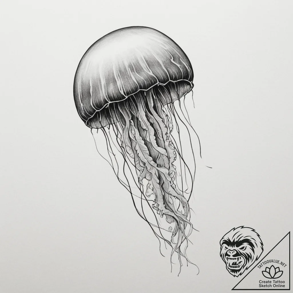 Jellyfish - tattoo sketch (№1754801217_0, 10.08.2025 04:46) — tattoovalue.net