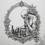 A person playing chess in a park, deeply conc… – tattoo sketch (№1754802608_0, 10.08.2025 05:10) — tattoovalue.net