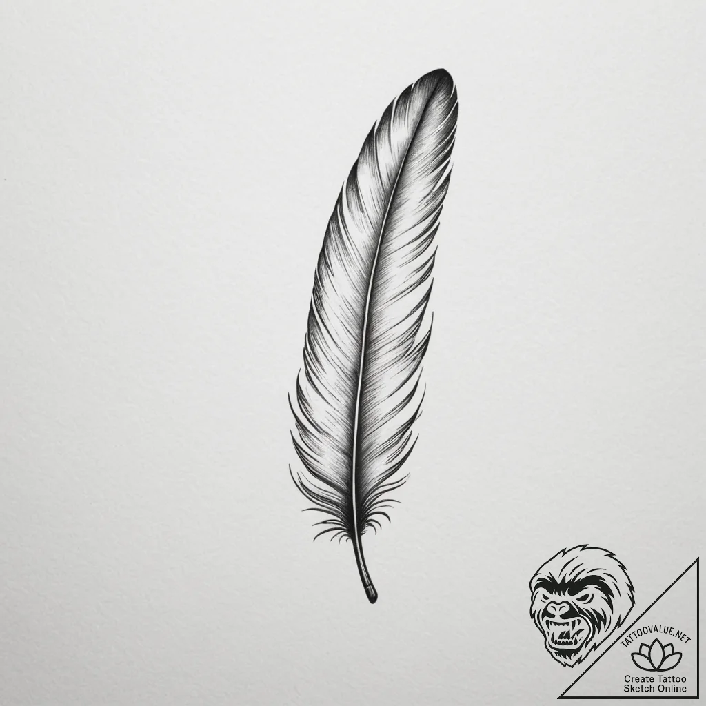 Feather - tattoo sketch (№1754803401_0, 10.08.2025 05:23) — tattoovalue.net