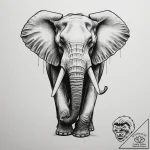 Tattoo design a powerful elephant, tusks out,… – tattoo sketch (№1754825809_0, 10.08.2025 11:36) — tattoovalue.net