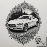 A car driving on a wet road at night, headlig… – tattoo sketch (№1754826008_0, 10.08.2025 11:40) — tattoovalue.net