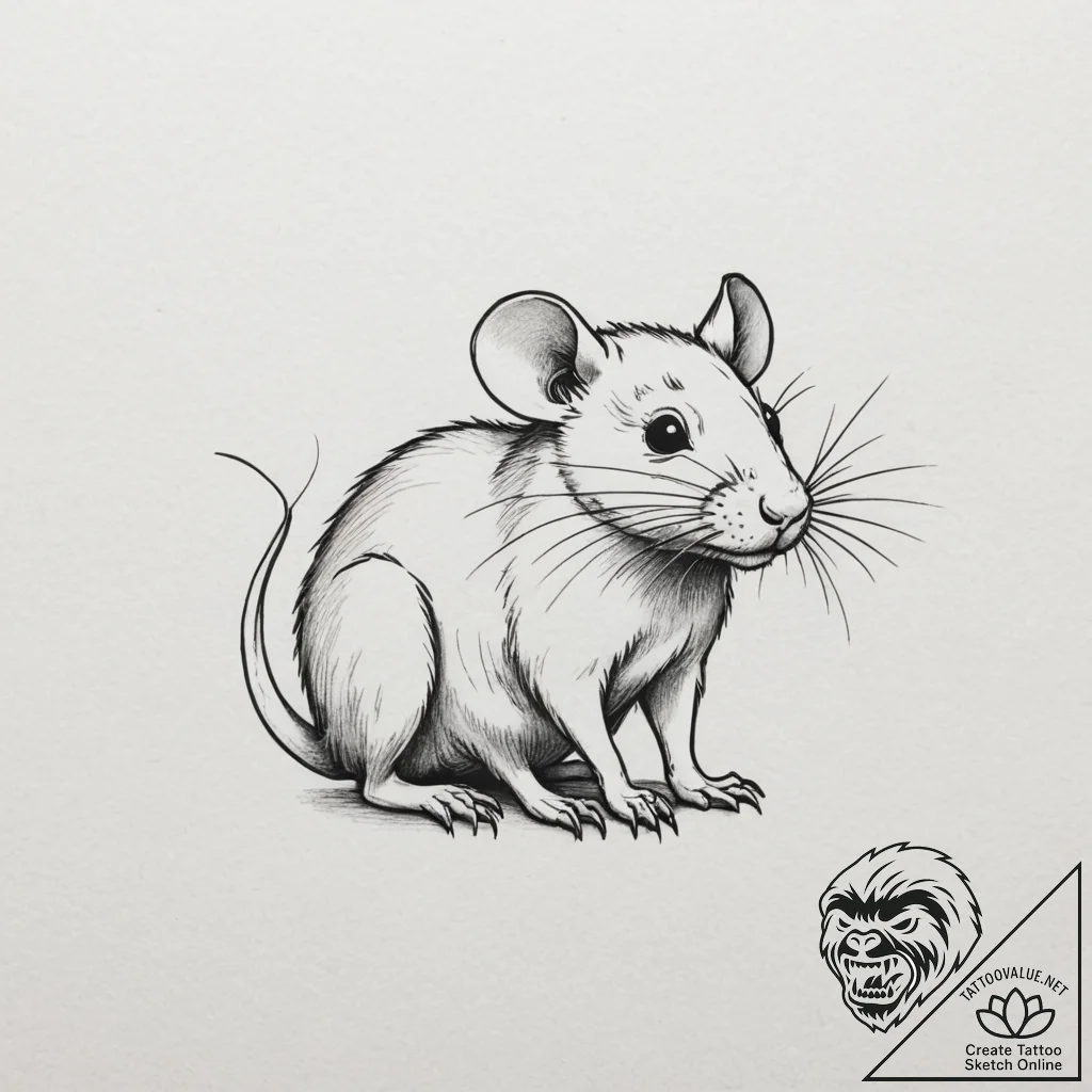 Rat, concept art for tattoo, clean lines, cri... - tattoo sketch (№1754826409_0, 10.08.2025 11:46) — tattoovalue.net