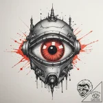 Tattoo sketch a robot’s eye with a red glow a… – tattoo sketch (№1754827208_0, 10.08.2025 12:00) — tattoovalue.net