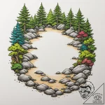 A serene japanese zen garden with raked sand… – tattoo sketch (№1754828212_0, 10.08.2025 12:16) — tattoovalue.net