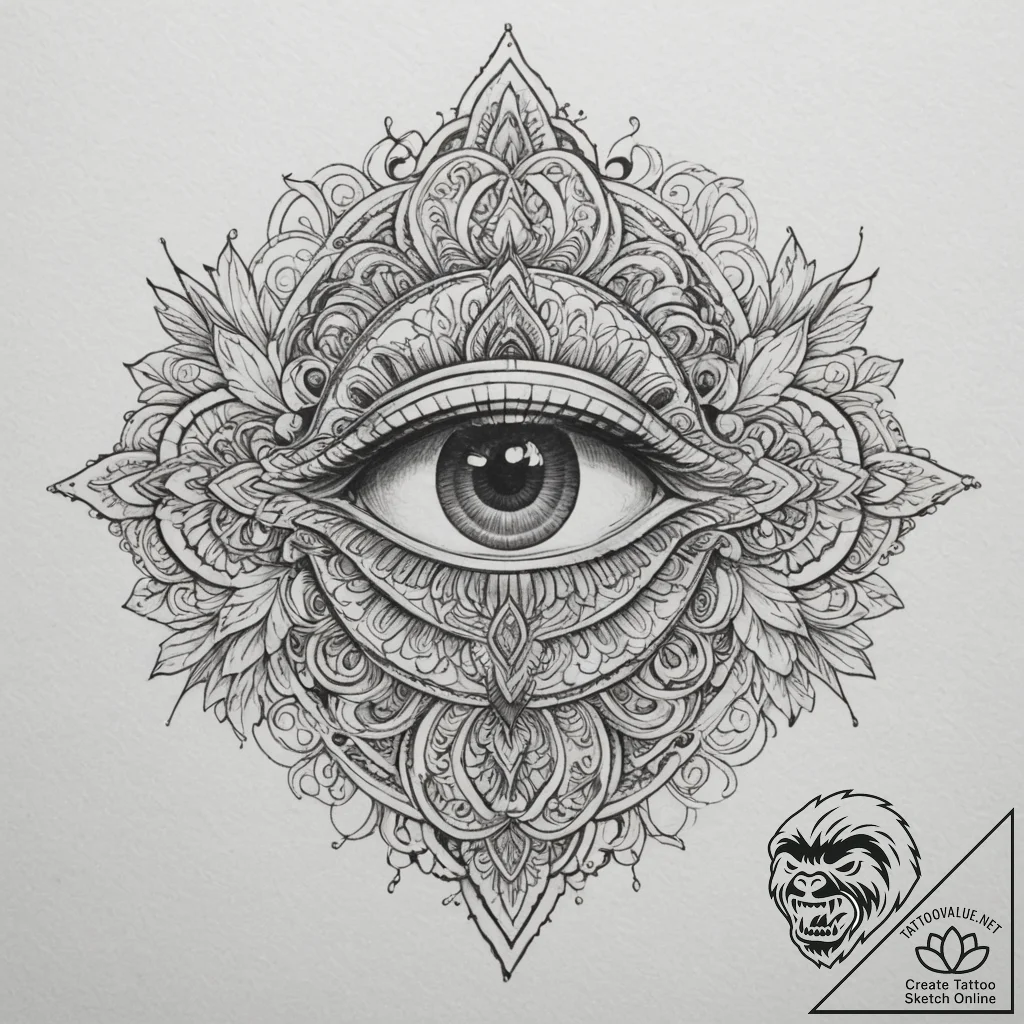 Tattoo design a quiet, focused eye with unwav... - tattoo sketch (№1754828618_0, 10.08.2025 12:23) — tattoovalue.net