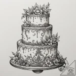 A close-up of the intricate icing on a weddin… – tattoo sketch (№1754830419_0, 10.08.2025 12:53) — tattoovalue.net