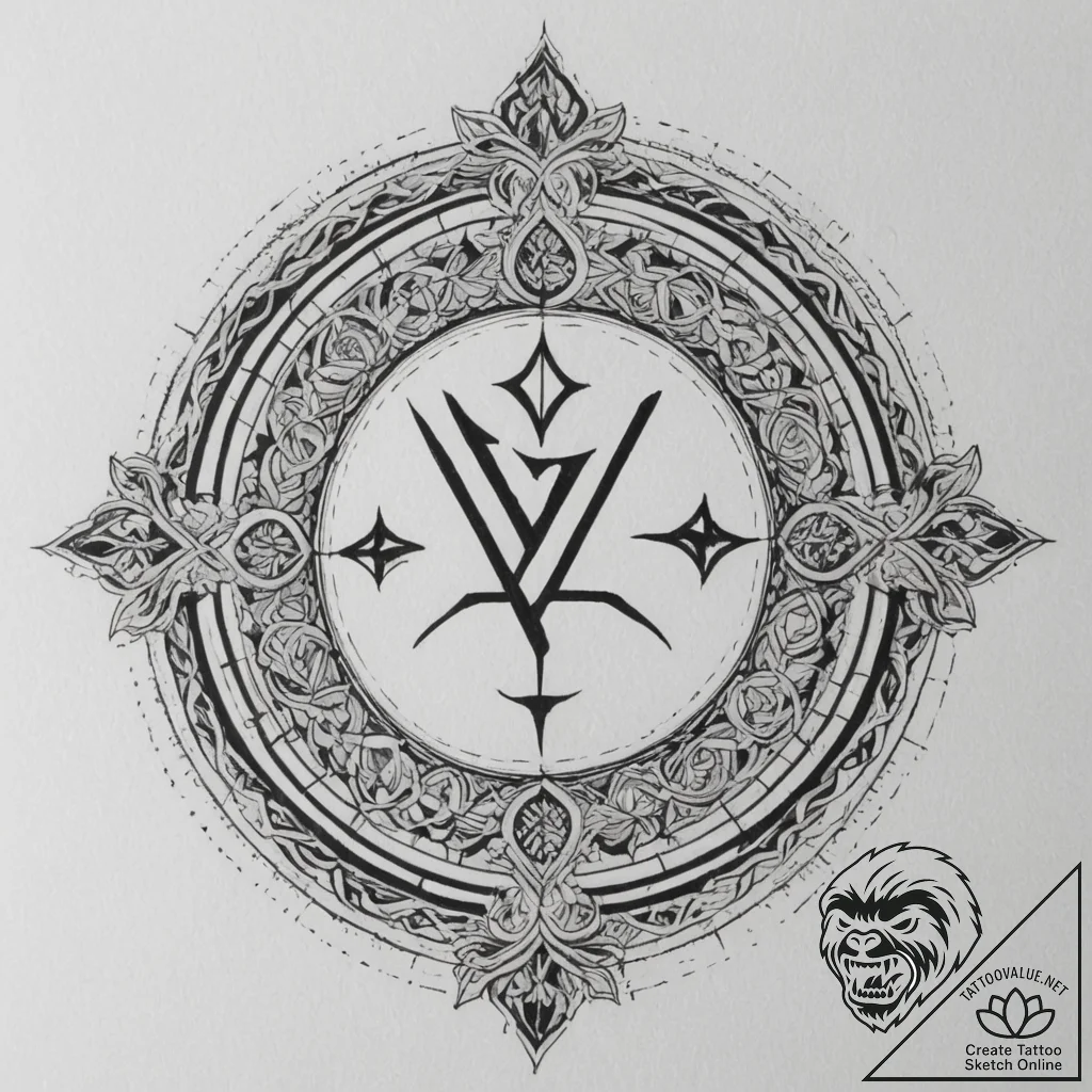 150. tattoo sketch: "veda" rune with ancient... - tattoo sketch (№1754832637_0, 10.08.2025 13:30) — tattoovalue.net