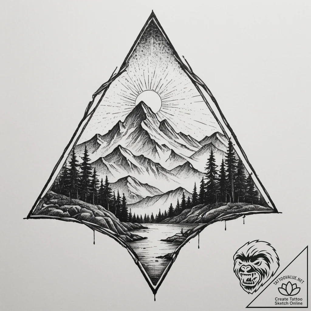 The view from inside a tent, looking out at a... - tattoo sketch (№1754832837_0, 10.08.2025 13:33) — tattoovalue.net