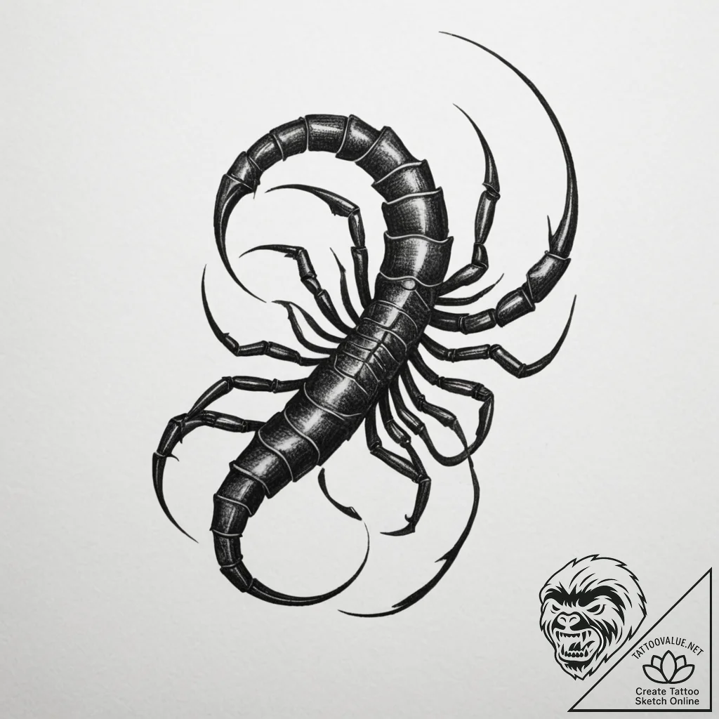 Tattoo design a scorpio scorpion's tail morph... - tattoo sketch (№1754833041_0, 10.08.2025 13:37) — tattoovalue.net