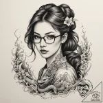 An intense portrait of a female programmer, c… – tattoo sketch (№1754833439_0, 10.08.2025 13:43) — tattoovalue.net