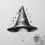Tattoo sketch a wise old wizard’s hat with gl… – tattoo sketch (№1754834438_0, 10.08.2025 14:00) — tattoovalue.net