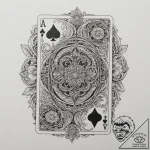 Playing card hand (e.g., a royal flush), tatt… – tattoo sketch (№1754835035_0, 10.08.2025 14:10) — tattoovalue.net