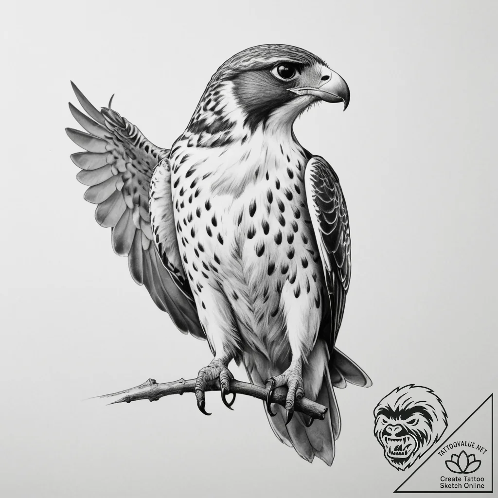 Falcon - tattoo sketch (№1754835235_0, 10.08.2025 14:13) — tattoovalue.net