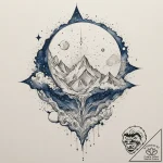 Tattoo design: a celestial landscape with sta… – tattoo sketch (№1754837236_0, 10.08.2025 14:47) — tattoovalue.net