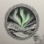 The northern lights (aurora borealis) dancing… – tattoo sketch (№1754837437_0, 10.08.2025 14:50) — tattoovalue.net